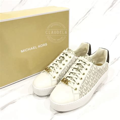 michael kors sneaker poppy silber|mk poppy logo sneakers.